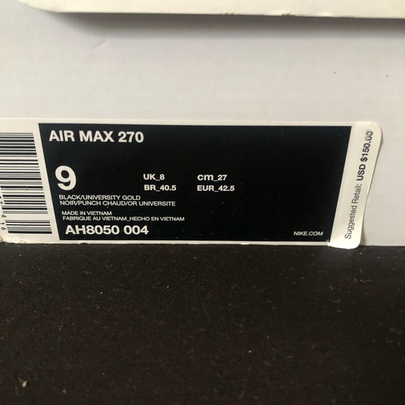 Nike Air Max 270 “Tiger” Size9 9.5/10 condition - Picture 6 of 9
